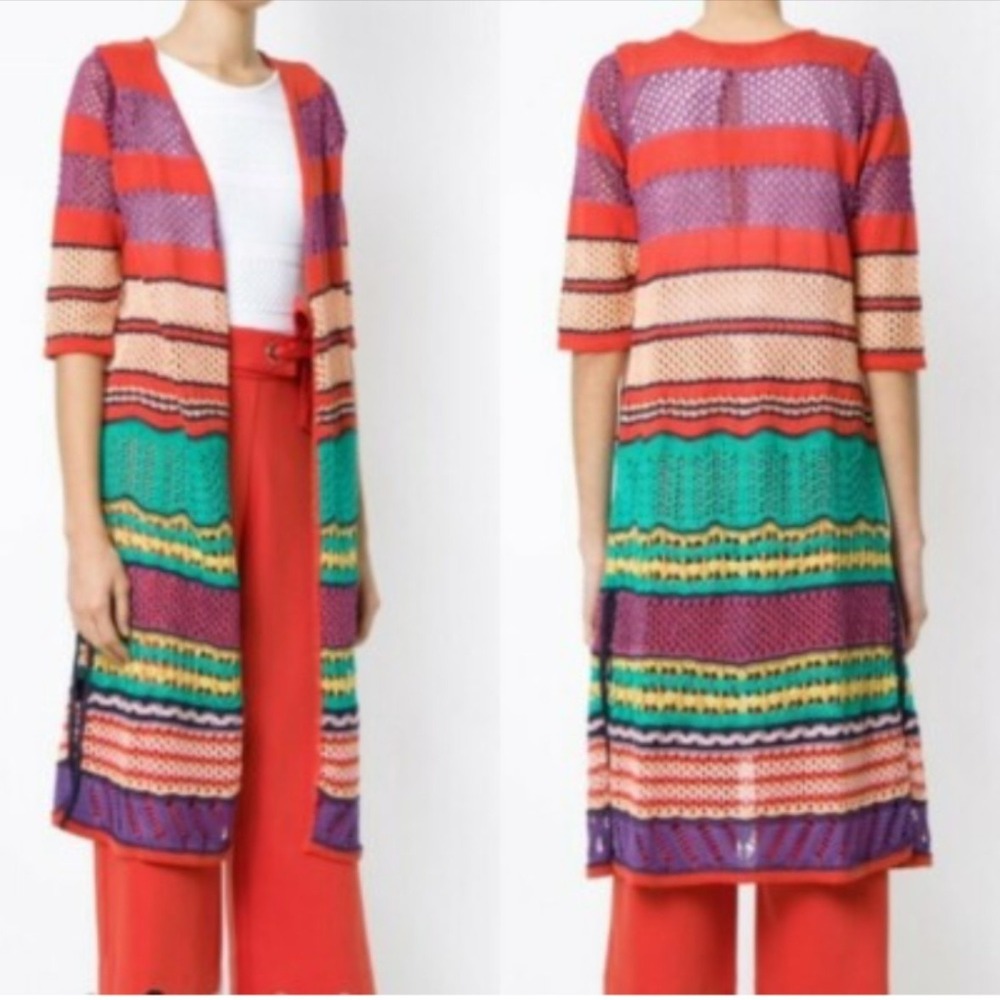 Cecilia Prado Cardigan Womens Medium Striped Knit Kimono Anthropologie Boho